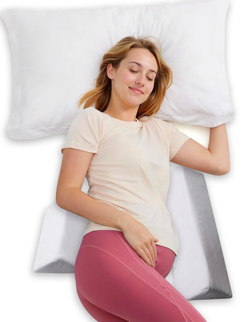 Portable Pregnancy Pillow – W Shaped Maternity Support for Side Sleepers, Adjustable Travel Wedge Pillow for Back, Belly, and Hip Relief, Ideal for Pregnant Women, White