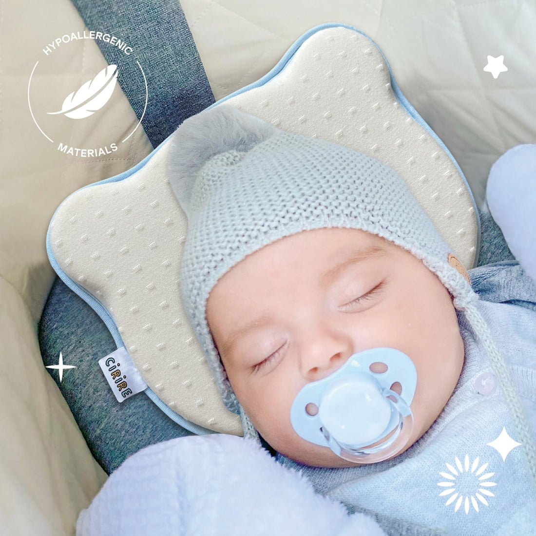 Memory foam portable soft cozy baby pillow - Bear Cub Design